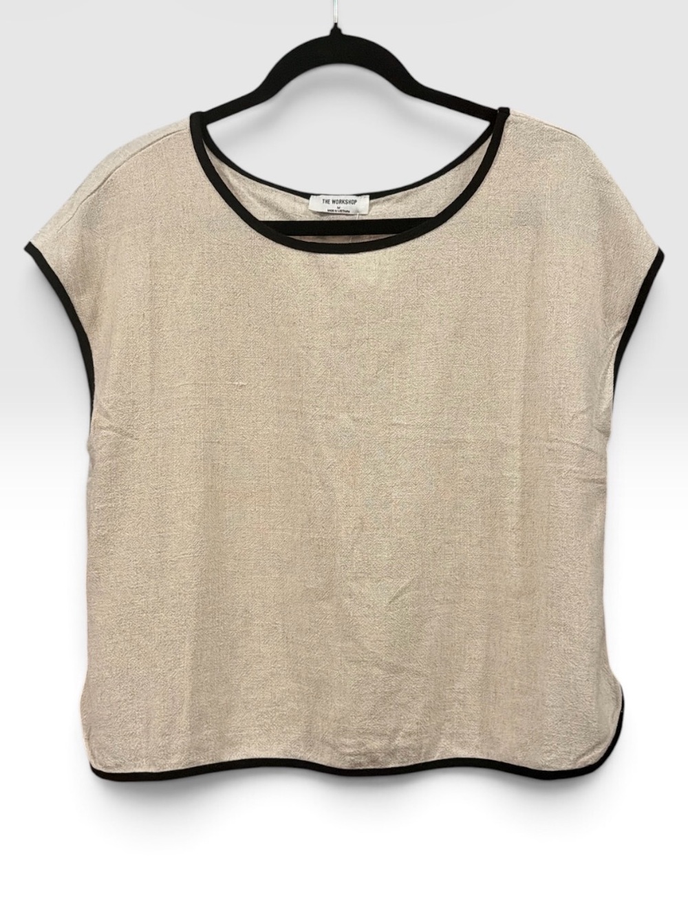 Workshop Republic Clothing Cream Tee and short set with Black Trim Accents
